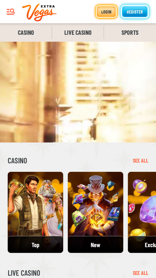 Extra Vegas app Screenshot