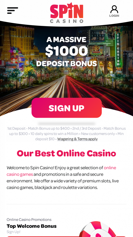 Spin Casino app Screenshot