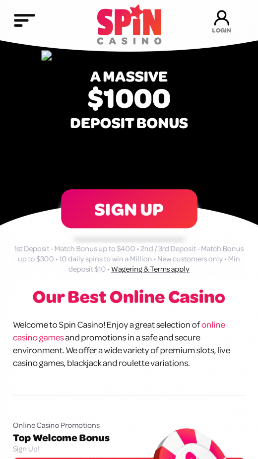 Spin Casino app Screenshot