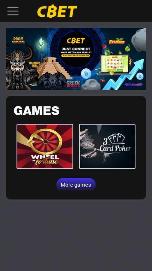 CryptoBet app Screenshot