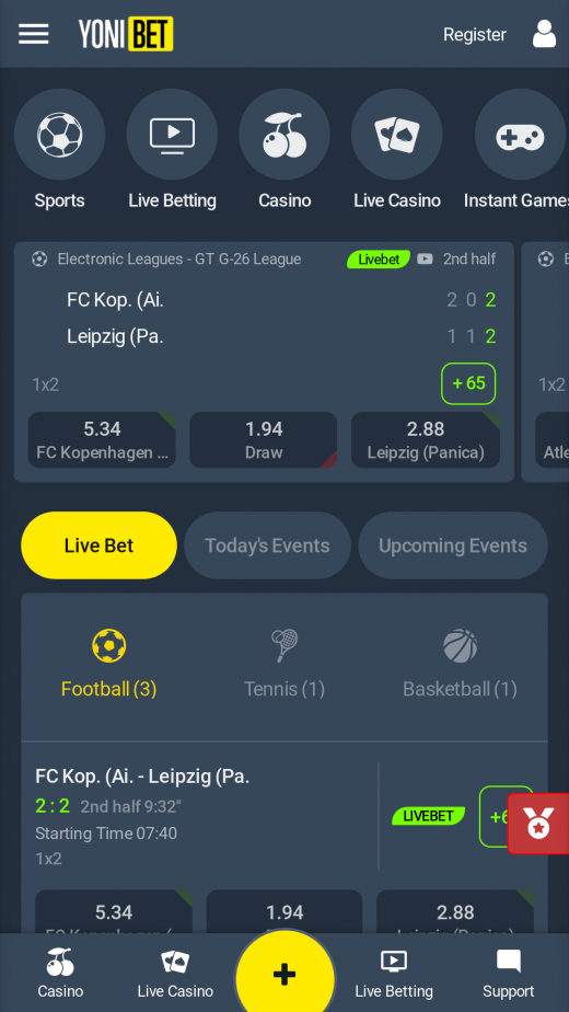 Yonibet app Screenshot