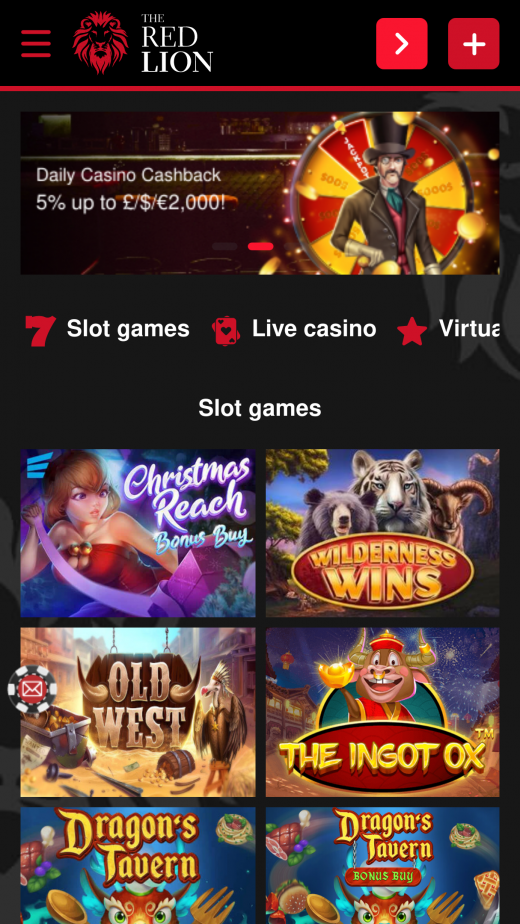 The Red Lion Casino app Screenshot