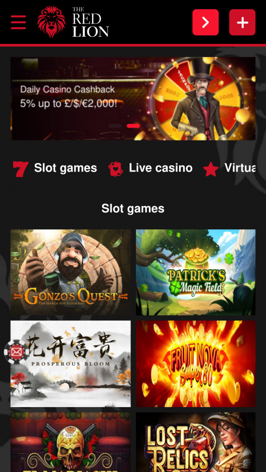 The Red Lion Casino app Screenshot