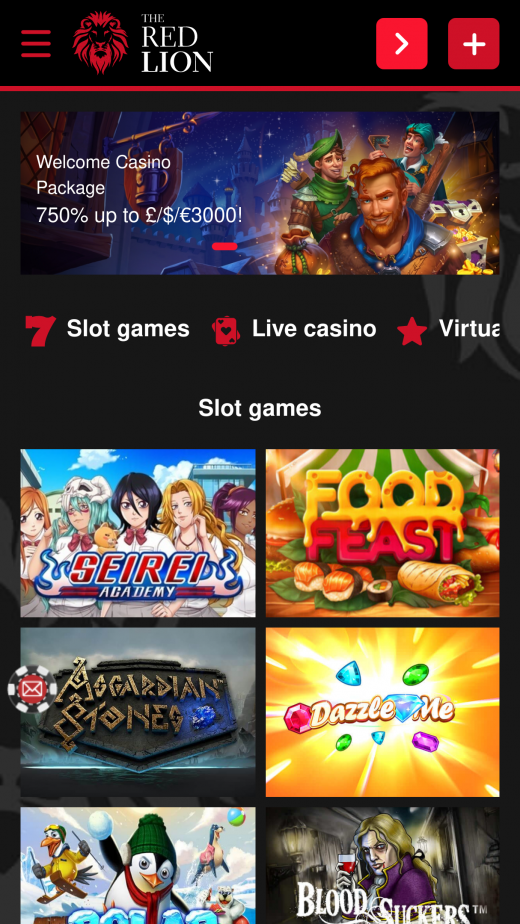 The Red Lion Casino app Screenshot