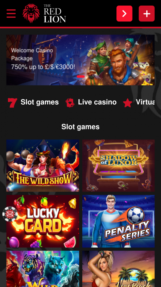 The Red Lion Casino app Screenshot