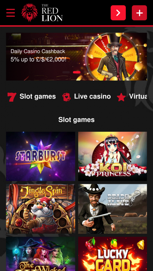The Red Lion Casino app Screenshot