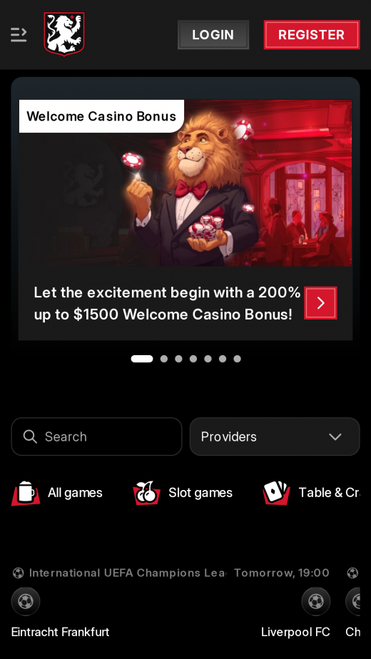 The Red Lion Casino app Screenshot