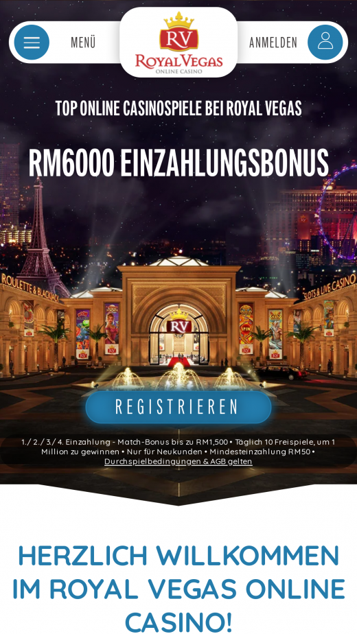 Royal Vegas app Screenshot