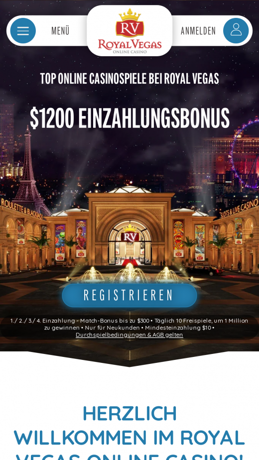 Royal Vegas app Screenshot