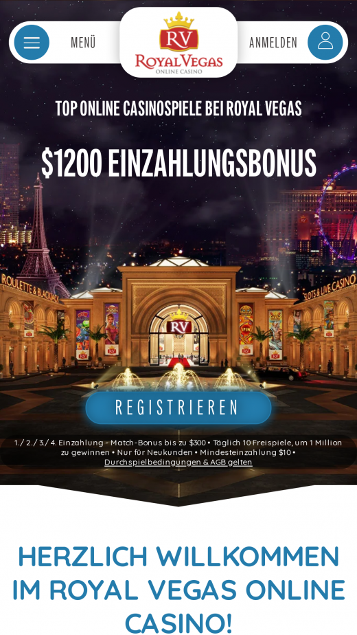 Royal Vegas app Screenshot