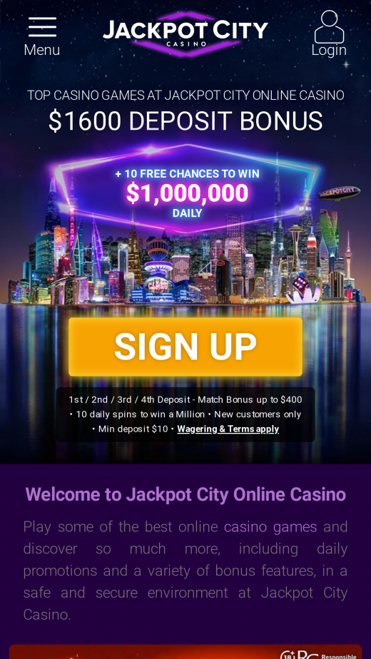 JackpotCity app Screenshot