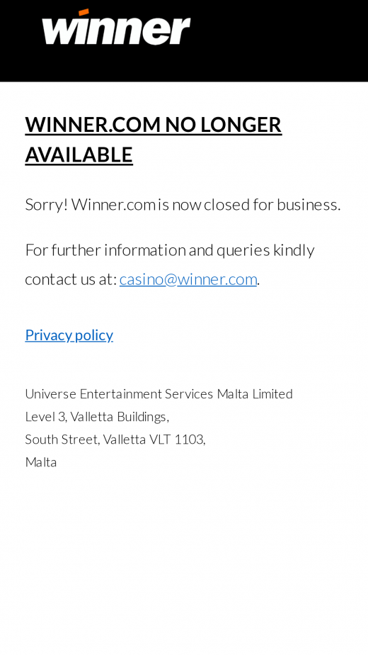 Winner.com Casino app Screenshot Winner.com Casino app Screenshot
