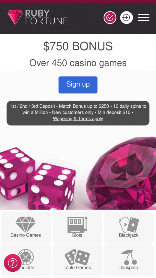 Ruby Fortune app Screenshot