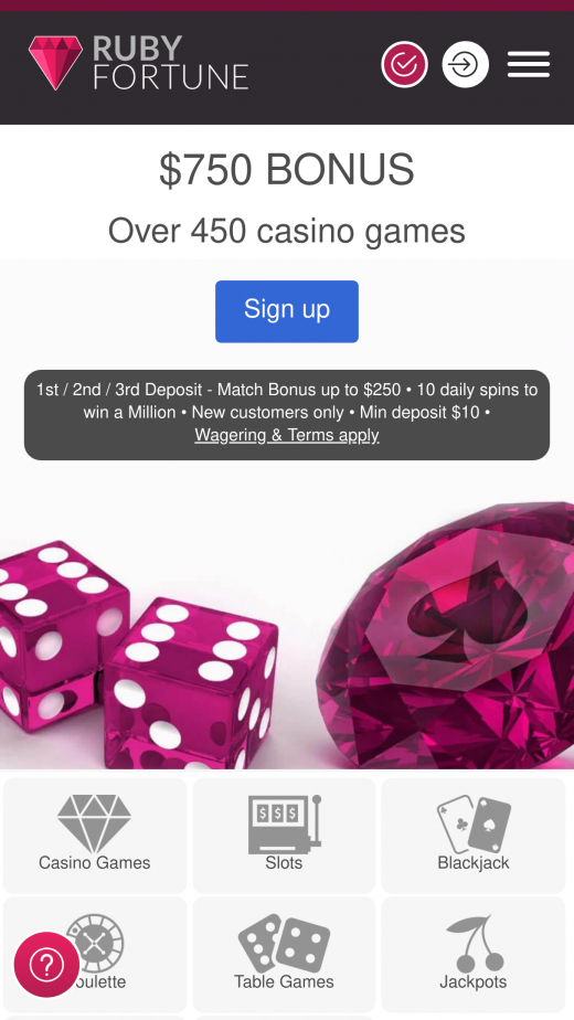 Ruby Fortune app Screenshot