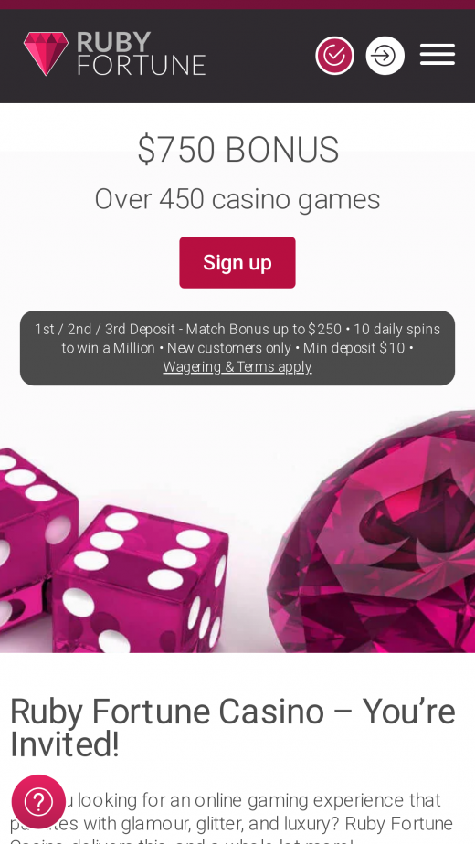 Ruby Fortune app Screenshot