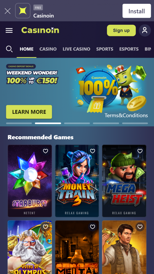 Casinoin app Screenshot