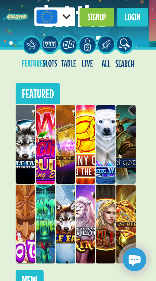 Crazyno Casino app Screenshot