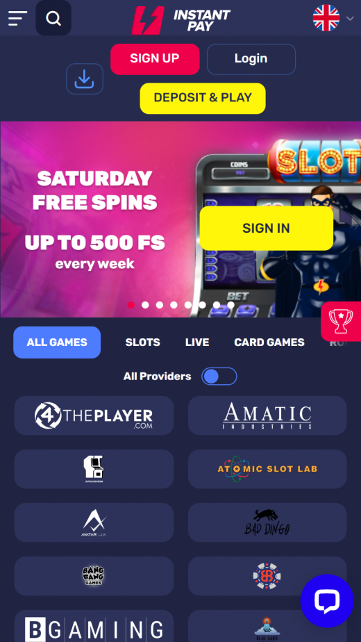 InstantPay Casino app Screenshot