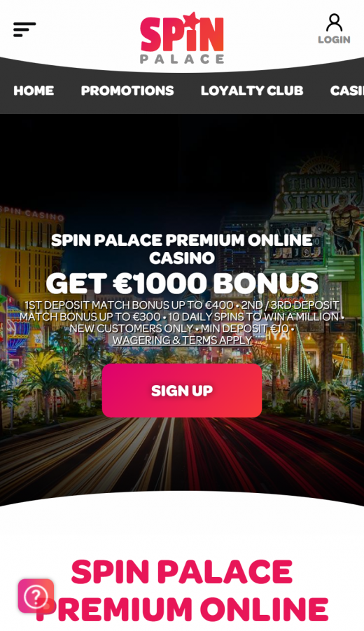 Spin Palace app Screenshot