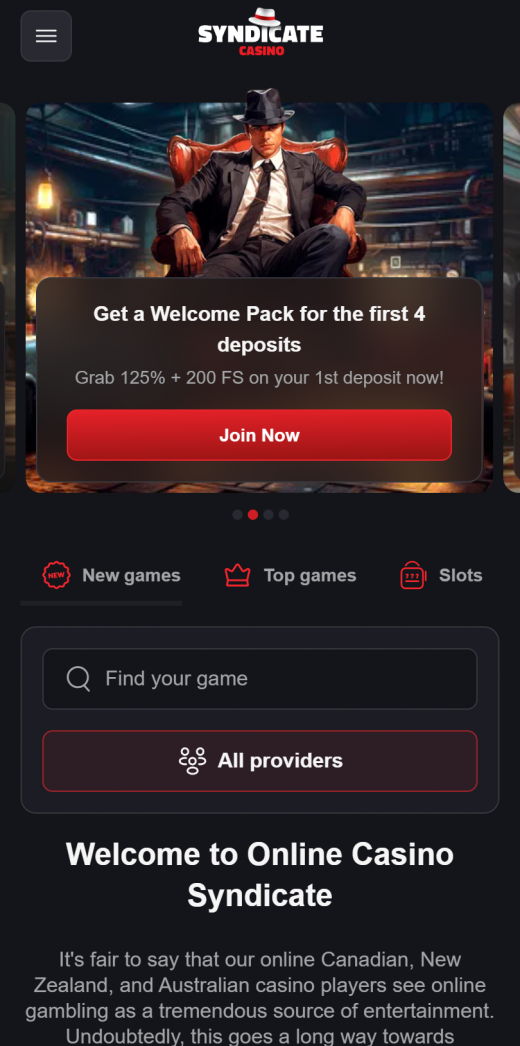 Syndicate Casino app Screenshot