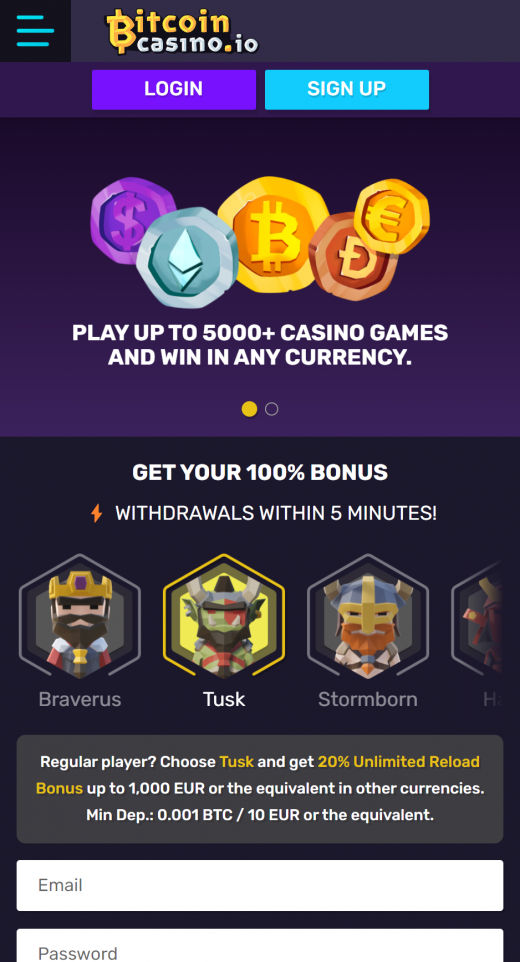 Bitcoincasino.io app Screenshot