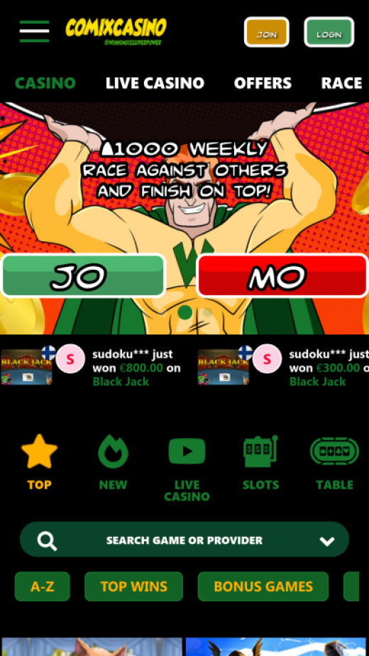 Comix Casino app Screenshot