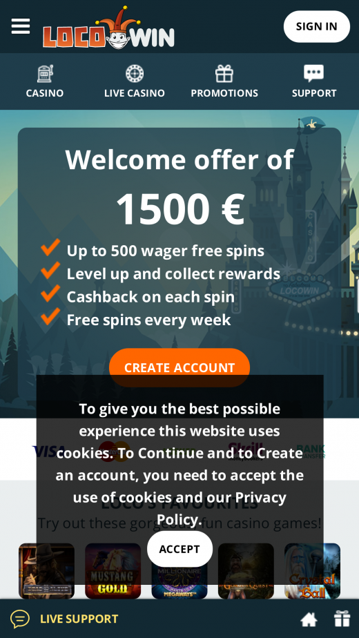 Locowin Casino app Screenshot